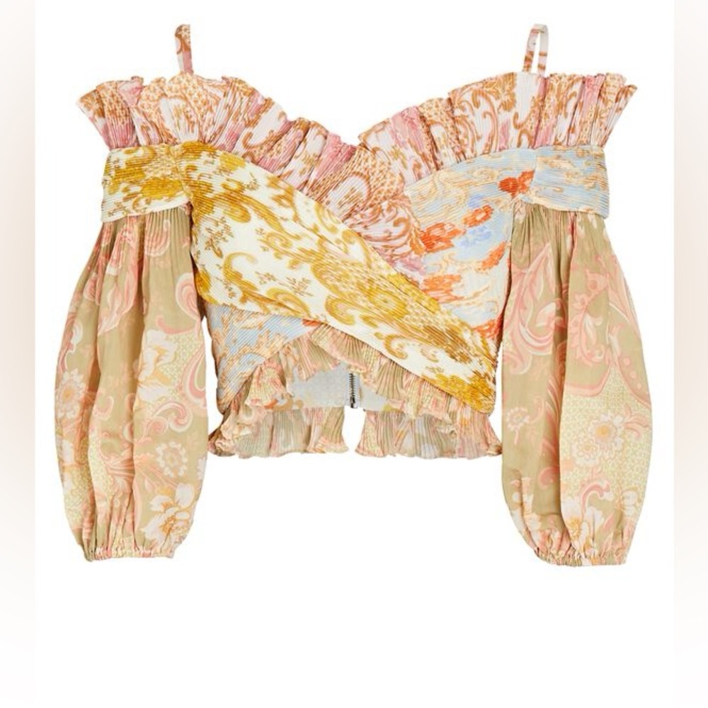 Zimmermann Multi-Color Floral Off-Shoulder Puff Sleeve Top